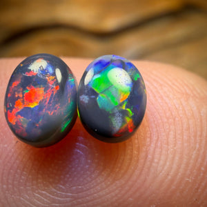 1.15cts - Lightning Ridge Red on Black Opal Pair