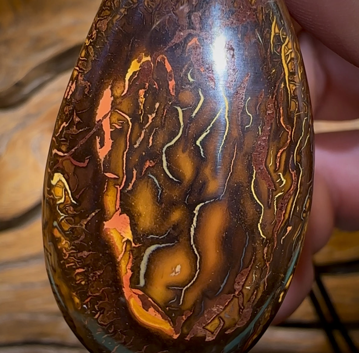 53 x 28mm - Large Drilled Boulder Opal Pendant w/ Eco Friendly Vegan Cord