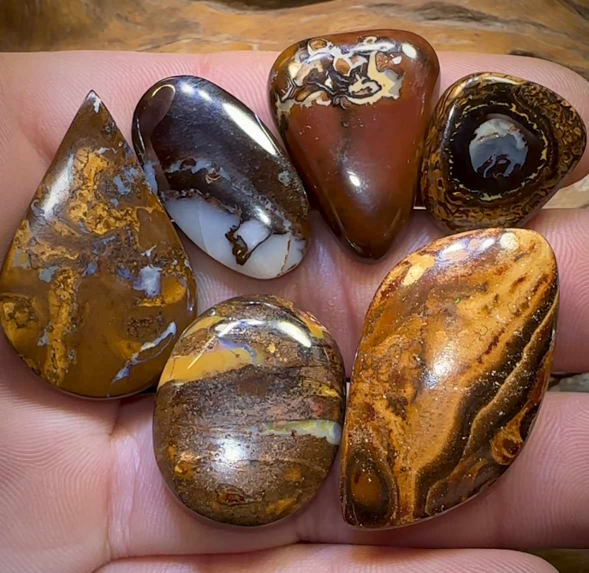 🔒169.8cts - 6x Finished Queensland Boulder Opal Parcel Cutting Cost Only