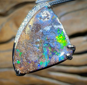 Sterling Silver - SOLID Australian Boulder Opal Pendant