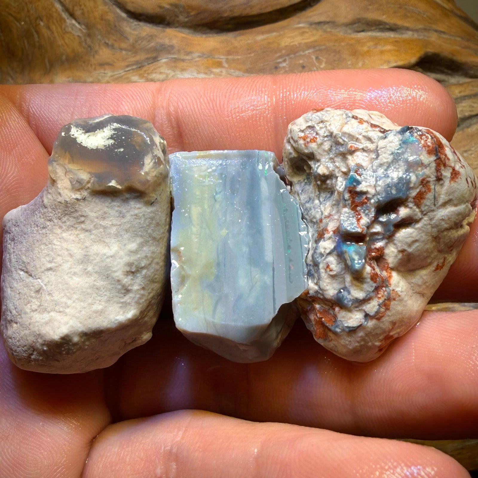 217.1cts - 3x Lightning Ridge Opal Rough Parcel