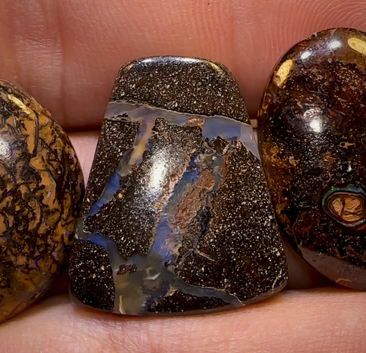 🔒  75.8cts - 3x Loose Queensland Boulder Opals. Parcel