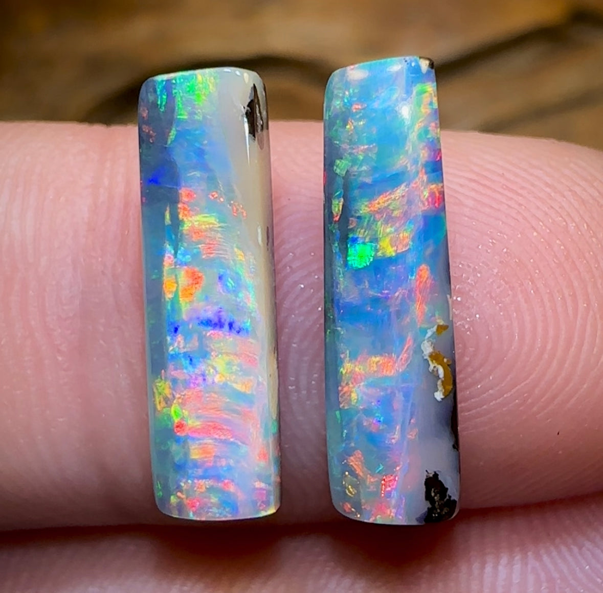 4.6cts - GEM Queensland Boulder SOLID Seam Opal Pair - Opal Whisperers