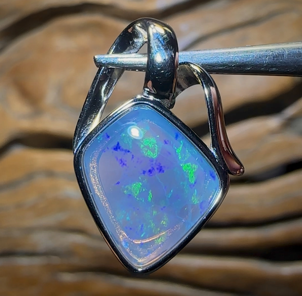 Sterling Silver - Solid South Australian Crystal Opal Pendant