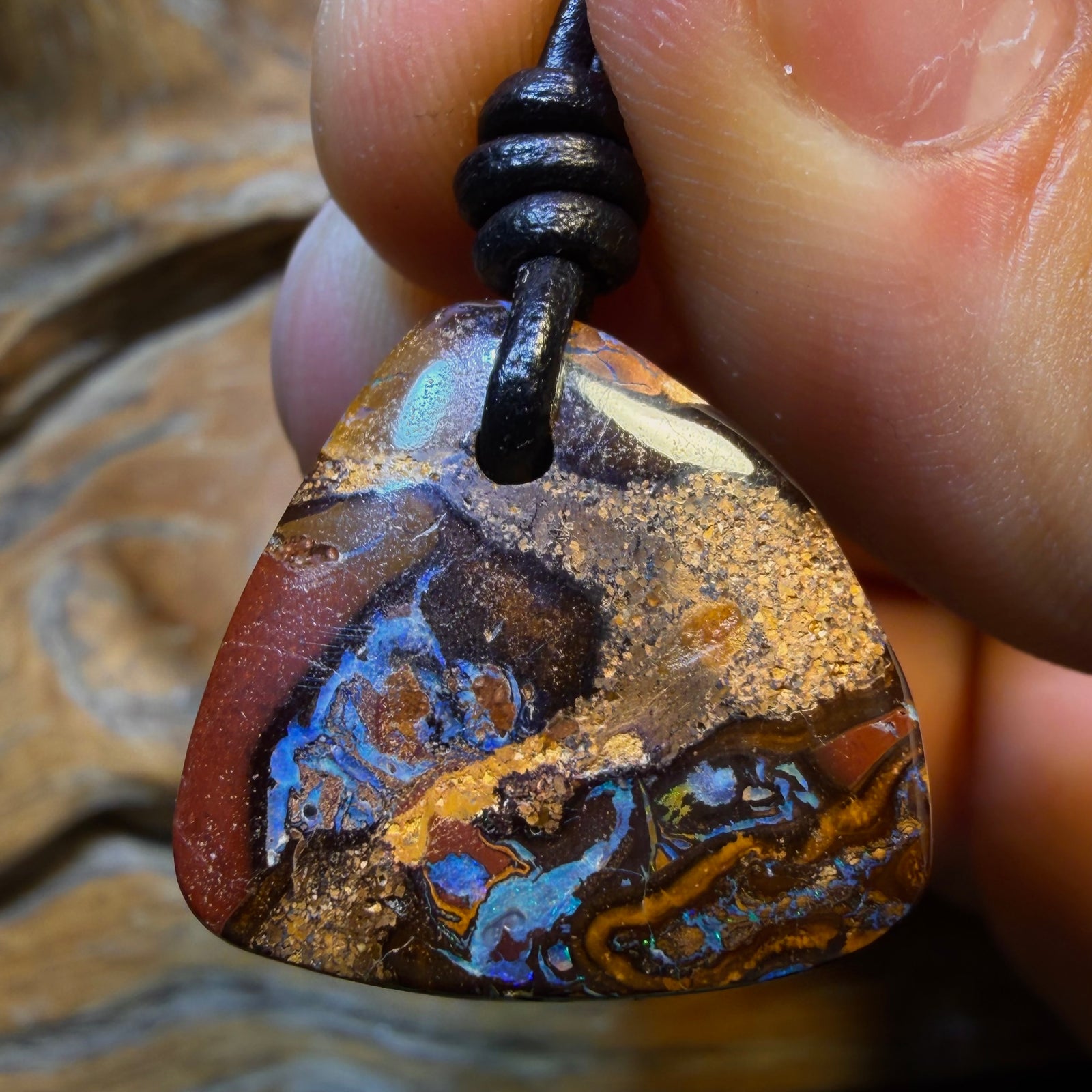 22 x 21mm - Drilled Queensland Boulder Opal Necklace