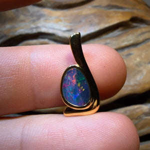 OpalFest WildCard! Sterling Silver Gold Plated - Queensland Boulder Opal Doublet Pendant