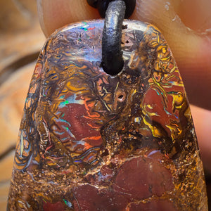Wild Card! 33 x 26mm - Drilled Tribal Queensland Boulder Opal Necklace