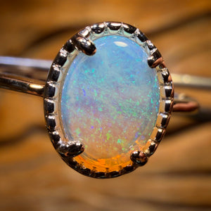 Sterling Silver - Solid South Australian Crystal Opal Ring