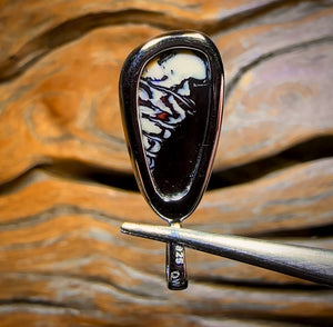 White Tribal Daddy Sterling Silver - UNISEX Solid Tribal Boulder Opal Pendant