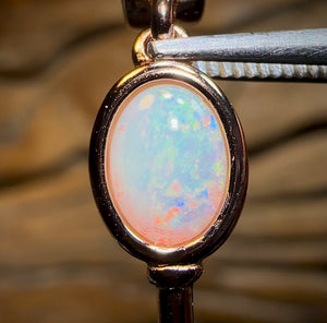 Sterling Silver Plated - Solid South Australian Crystal Opal Pandora like Pendant/ Charm