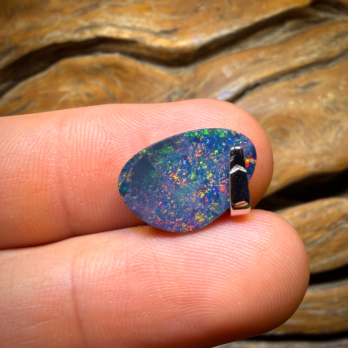 Sterling Silver - Pure Simplicity! Queensland Boulder Opal Doublet Pendant Unisex