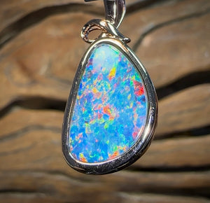 14k Unique Rose Gold - Handmade Doublet Opal Pendant - Opal Whisperers