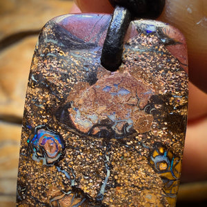 Half Price Card! 32 x 19mm - Drilled Tribal Queensland Boulder Opal Necklace