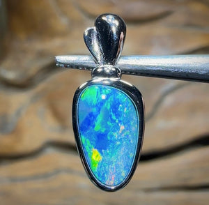 Sterling Silver - Australian Boulder Opal Doublet Pendant - Opal Whisperers