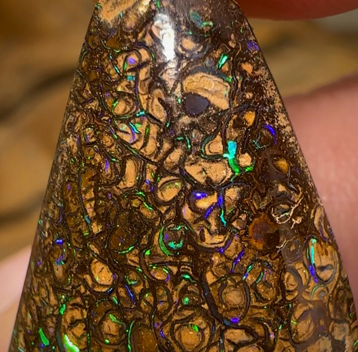 40.4cts - Dark Tribal pattern Australian Boulder Opal from Yowah. - Opal Whisperers