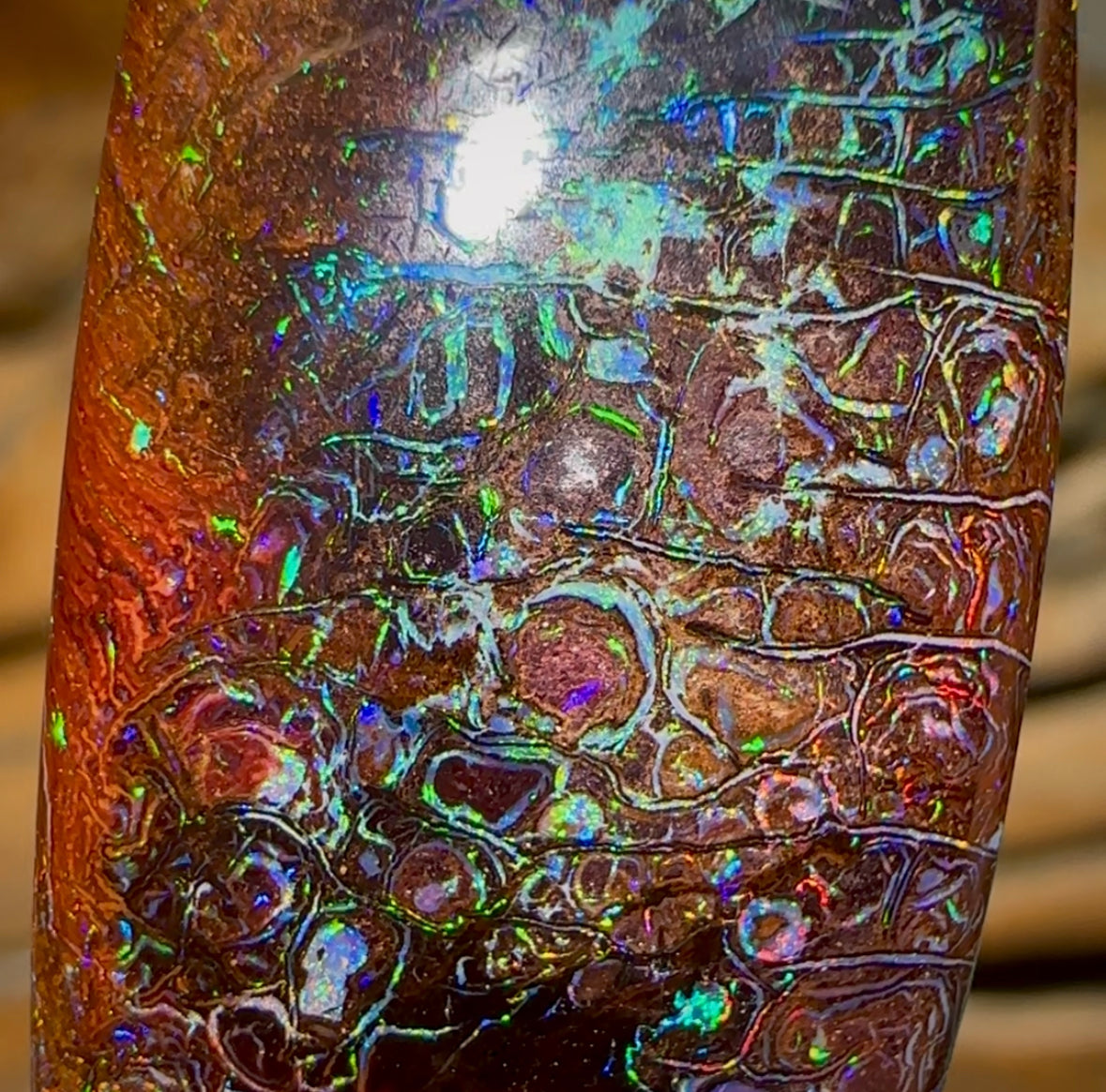 Solid Queensland Boulder Opal Pendant. Top Quality Intricate Tribal - Opal Whisperers