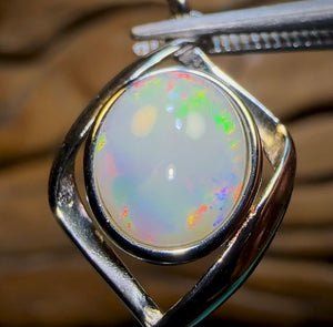 Sterling Silver - Solid South Australian Crystal Opal Pendant - Opal Whisperers