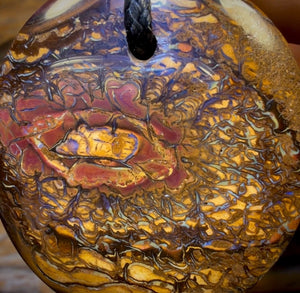 40 x 37mm - Drilled Boulder Opal Pendant w/ Eco Friendly Vegan Cord