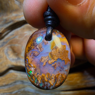 Bargain Card! 24 x 17mm - Drilled Queensland Boulder Opal Necklace