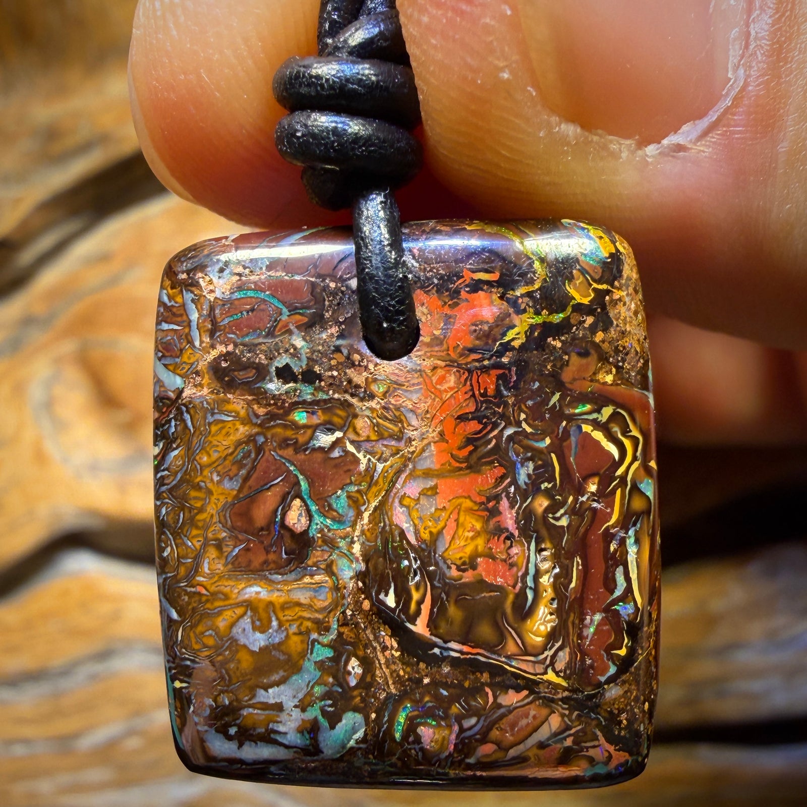 24 x 21mm - Drilled Tribal Queensland Boulder Opal Necklace