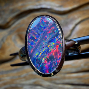 Sterling Silver - Queensland Boulder Opal Doublet Ring
