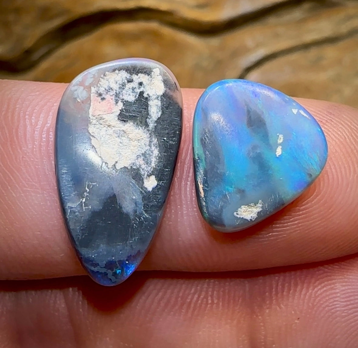 (Template) 8.3cts - Lightning Ridge Semi Black Opal Set - Opal Whisperers