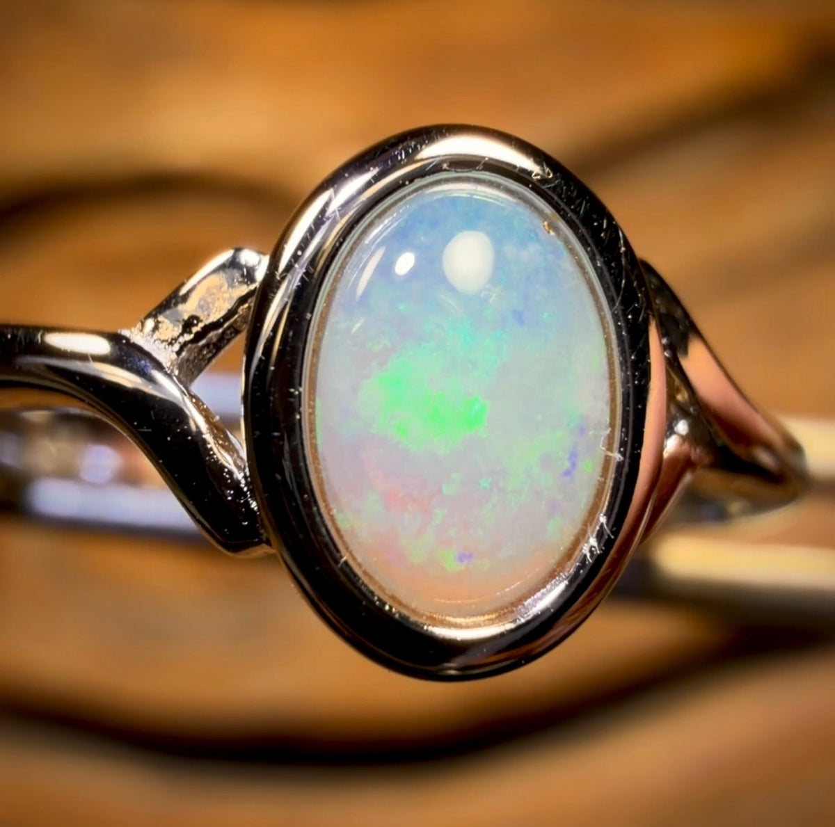 Bague en argent sterling avec opale de cristal d'Australie du Sud