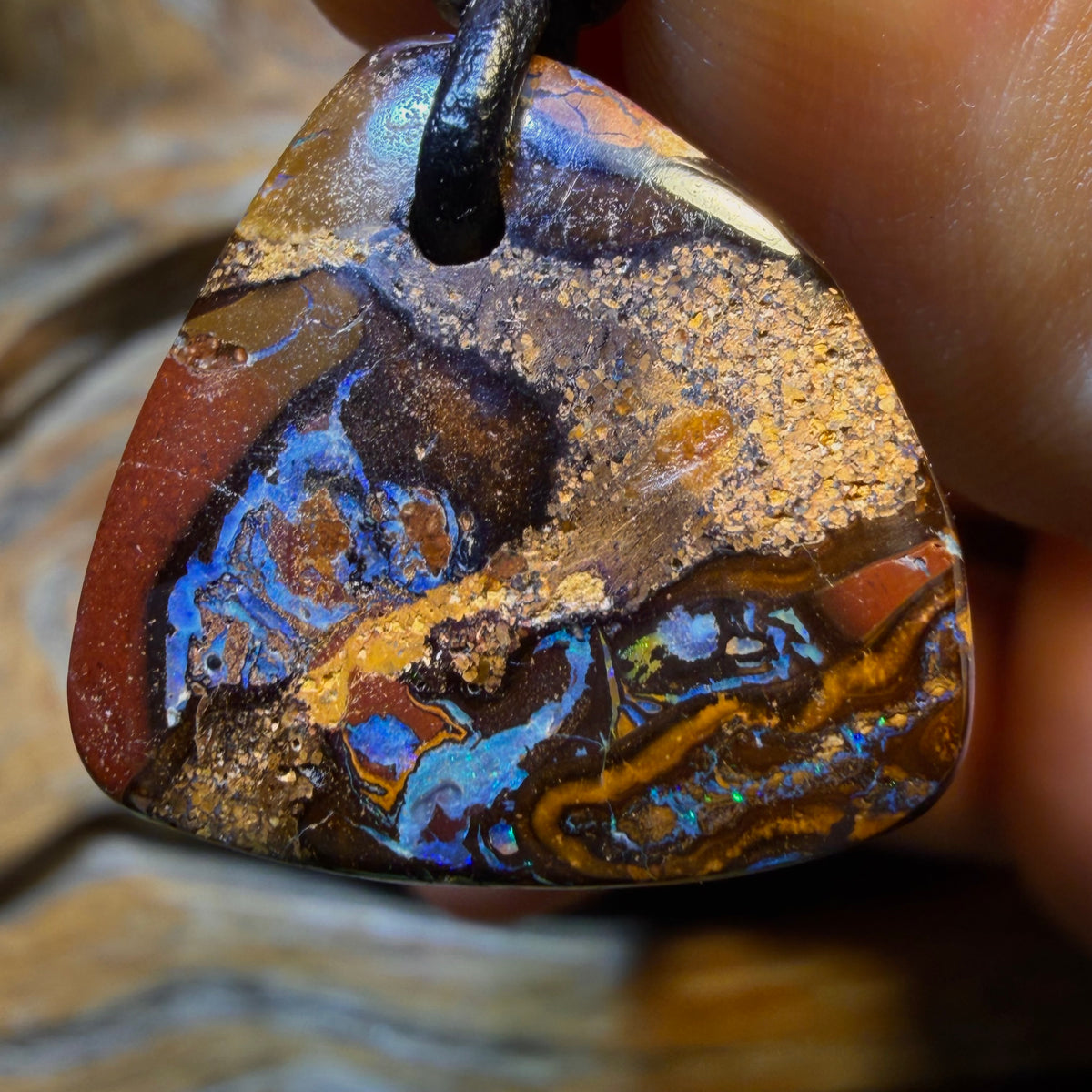Wild Card! 22 x 21mm - Drilled Queensland Boulder Opal Necklace