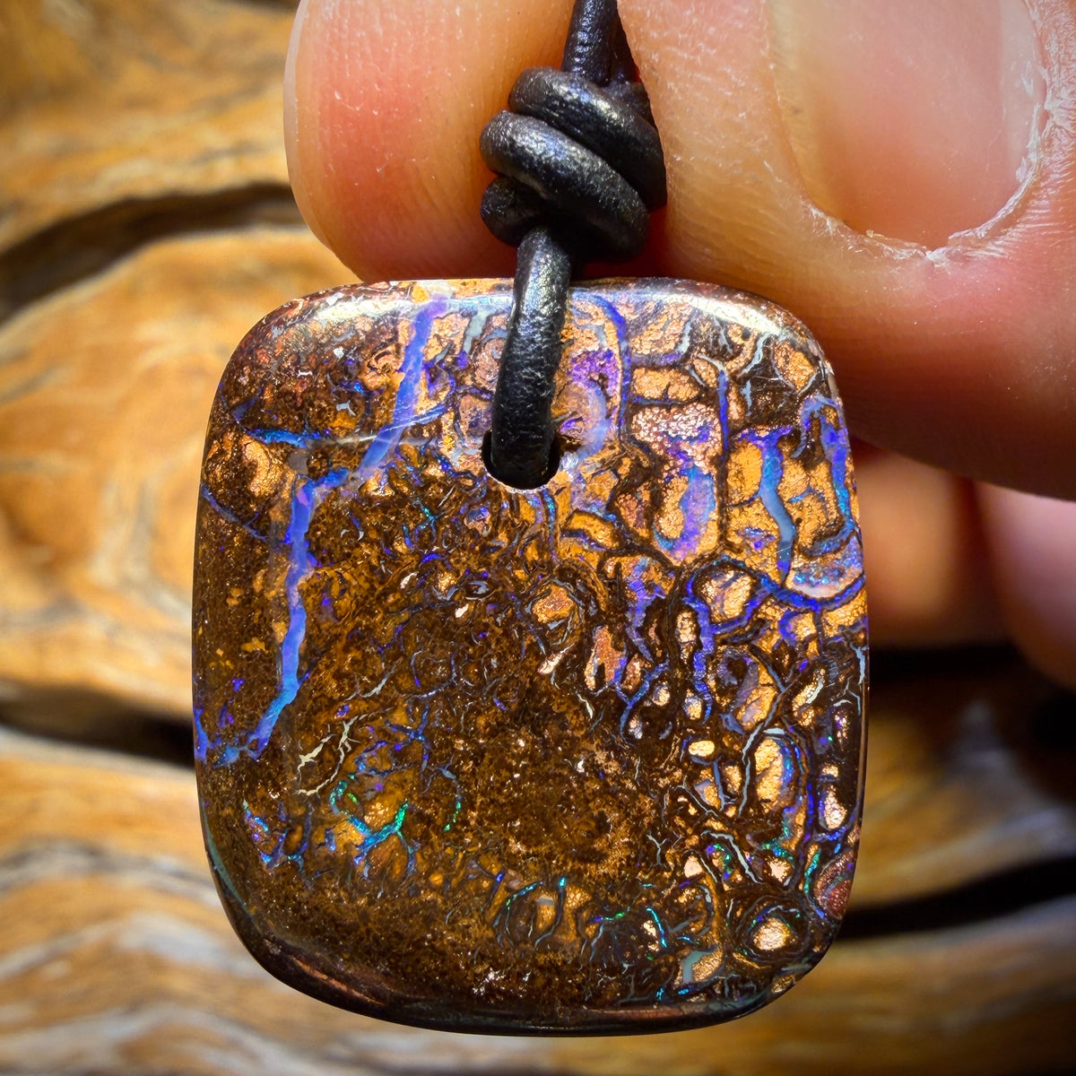25 x 23mm - Drilled Tribal Queensland Boulder Opal Necklace