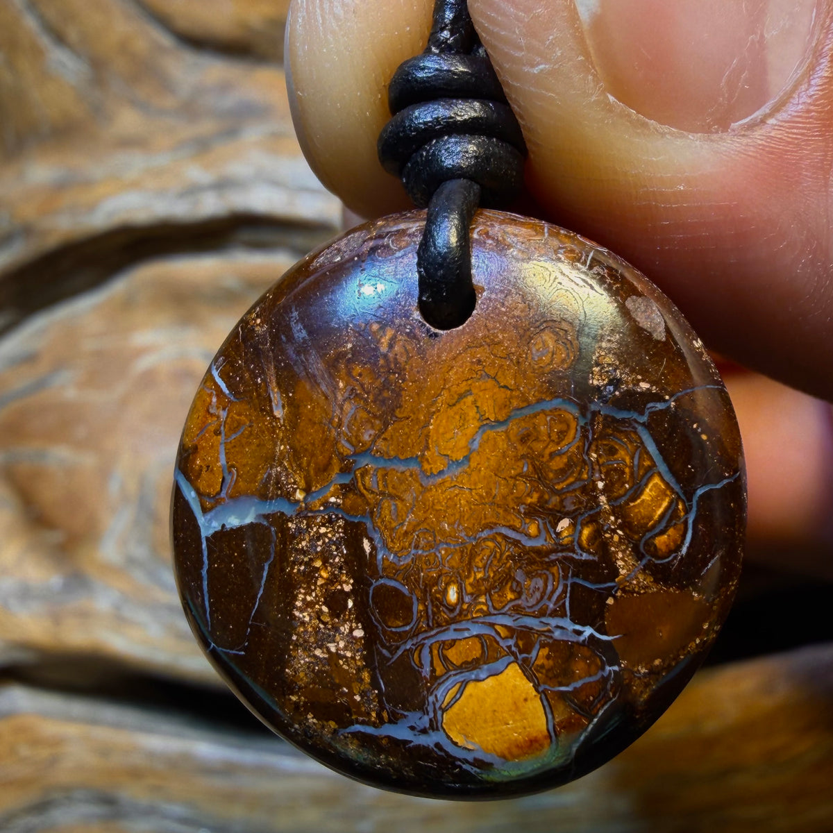 25 x 24mm - Drilled Tribal Queensland Boulder Opal Necklace