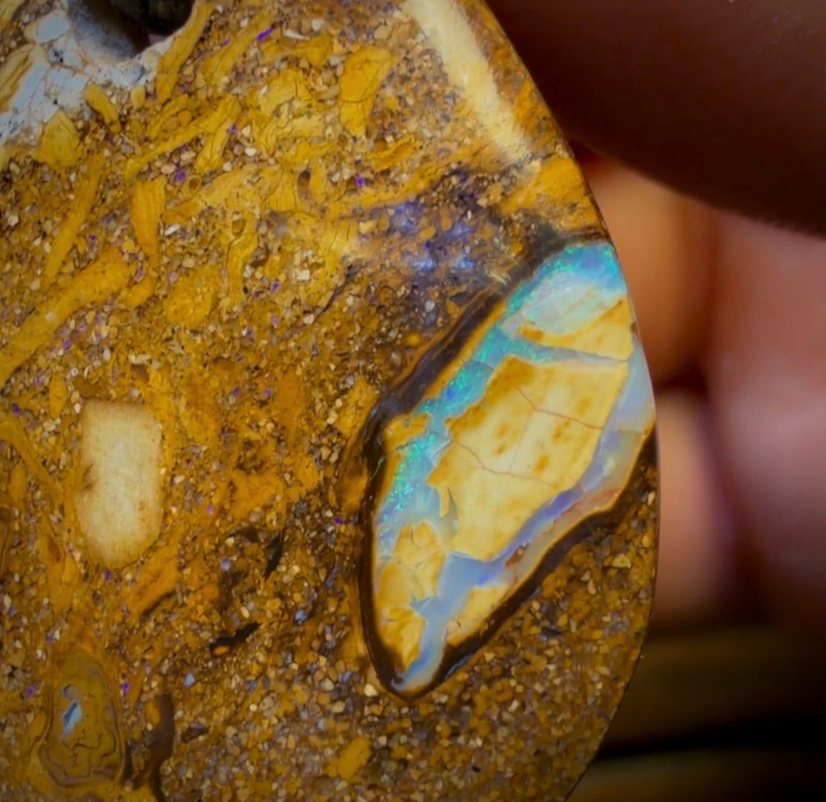 35 x 27mm - Drilled Boulder Opal Pendant w/ Eco Friendly Vegan Cord Bargain