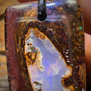 35 x 23mm - Drilled Queensland Boulder Opal Kernel Necklace