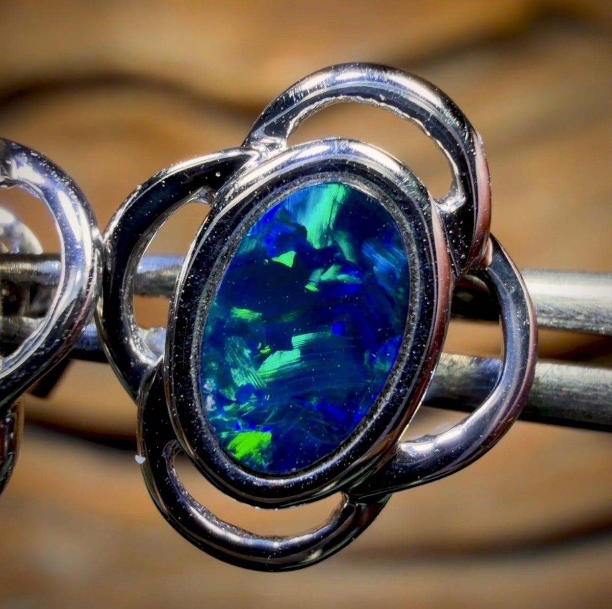 14k White Gold - Queensland Boulder Doublet Earrings