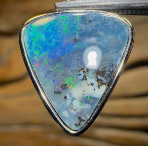 Sterling Silver - SOLID Australian Boulder Opal Pendant