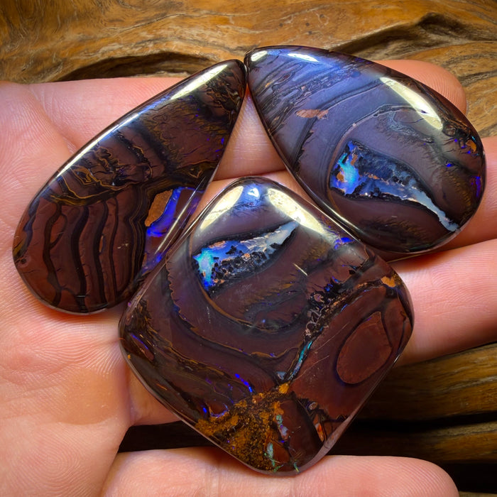 267.6cts - Yowah Nut Tribal Opal Trio Parcel. Australian Opal