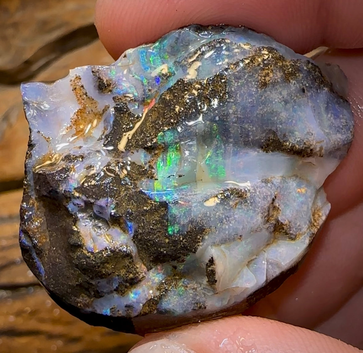 104.1cts - “Carvers Delight”Australian Boulder Opal Rough Preform. Natural Split - Opal Whisperers