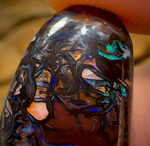 29.2cts - Australian Boulder Opal. Dark Tribal Pattern