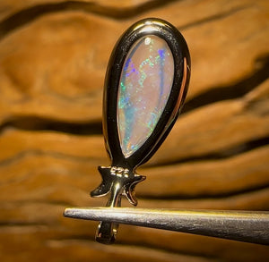 Sterling Silver - Solid South Australian Crystal Opal Pippi Shell Quality Pendant