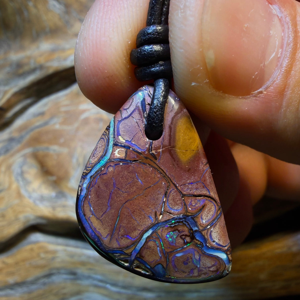26 x 18mm - Drilled Tribal Queensland Boulder Opal Necklace