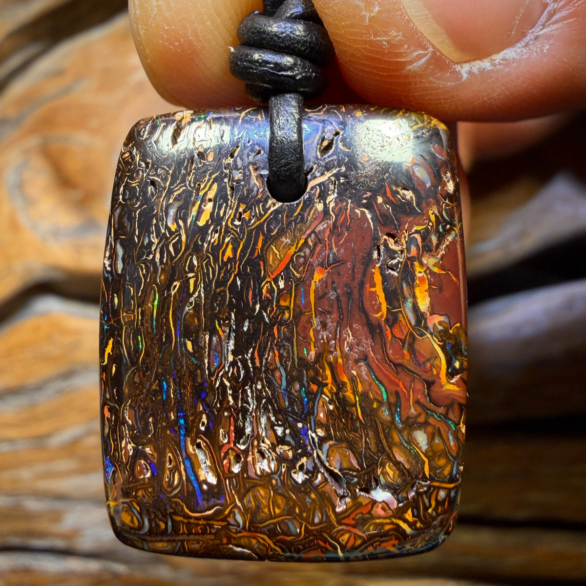 26 x 21mm - Drilled Tribal Queensland Boulder Opal Necklace