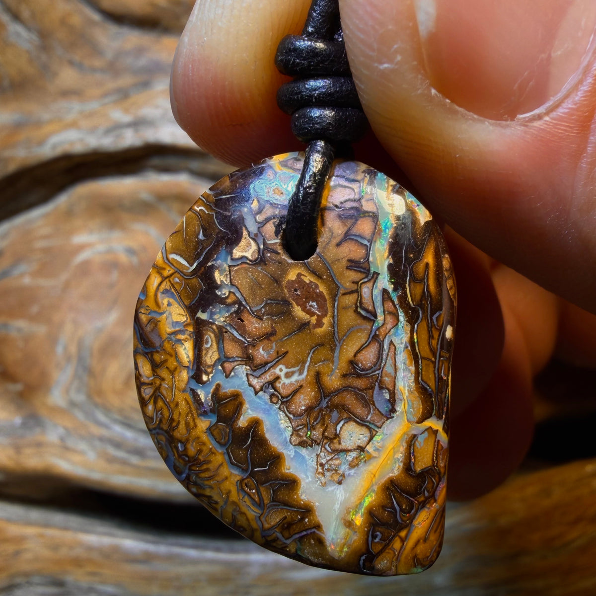 26 x 22mm - Drilled Tribal Queensland Boulder Opal Necklace