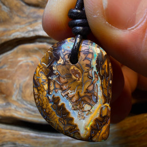 26 x 22mm - Drilled Tribal Queensland Boulder Opal Necklace