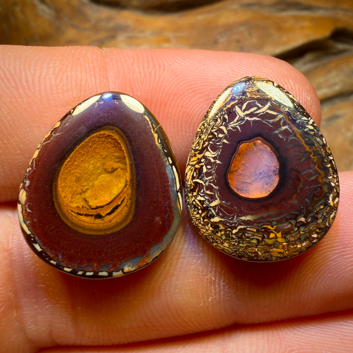 27.2cts - Yowah Nut Tribal / Crystal Centre Opal Pair