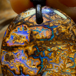31 x 26mm - Top Tribal Drilled Picture Stone  Queensland Boulder Opal Necklace