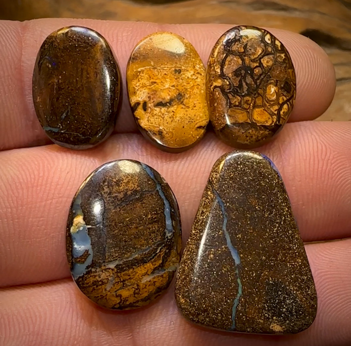 🔒 55.7cts - 5x Finished Queensland Boulder Opal Parcel