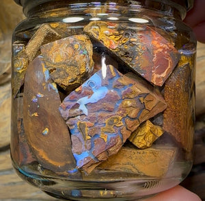 138.2grms - Australian Boulder Opal Rough Jar