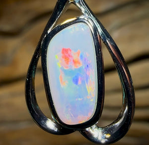 Sterling Silver - Large Solid South Australian Crystal Opal Pendant