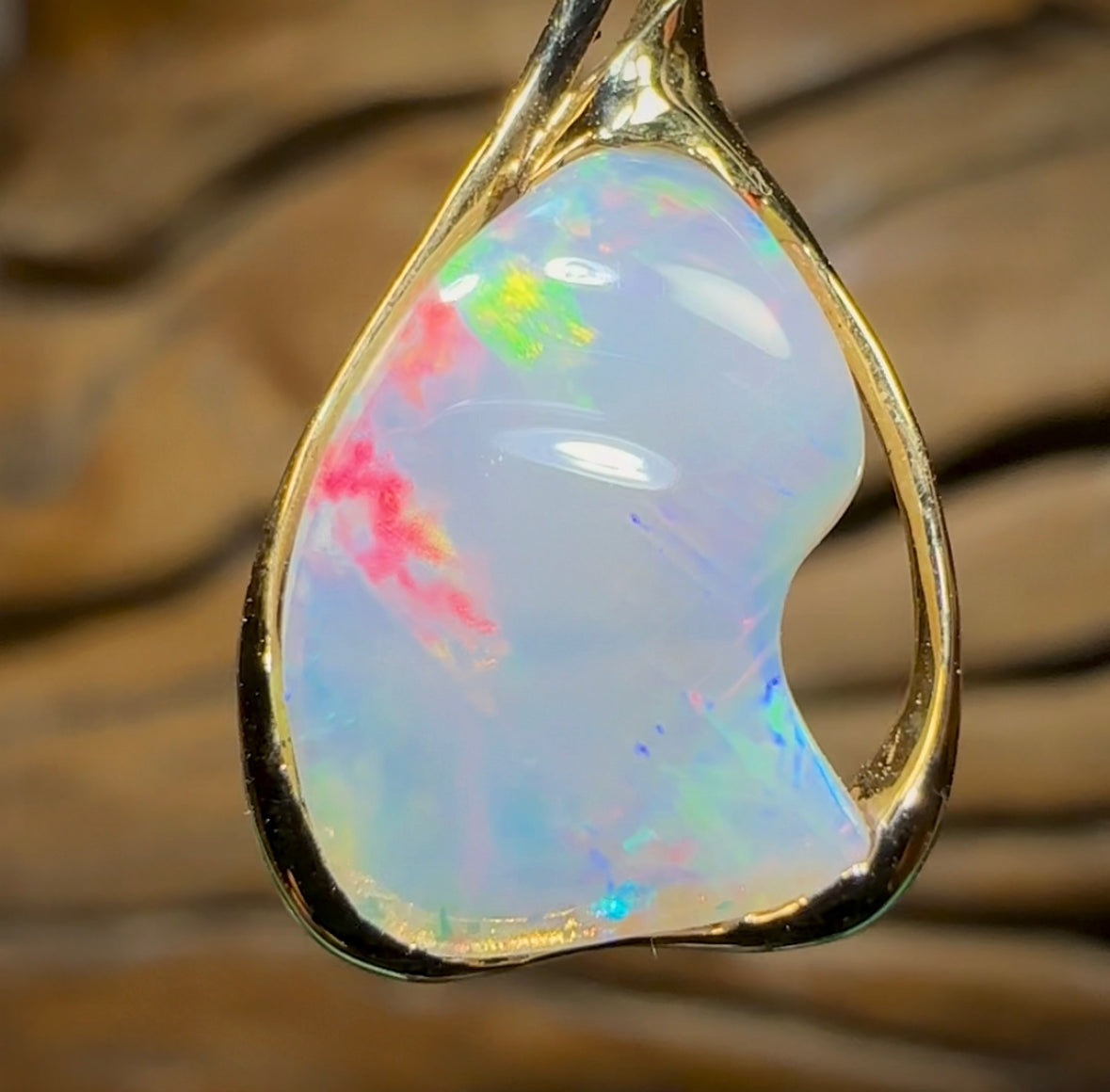 18k Gold - Pippy Shell Opal Fossil Pendant - Opal Whisperers