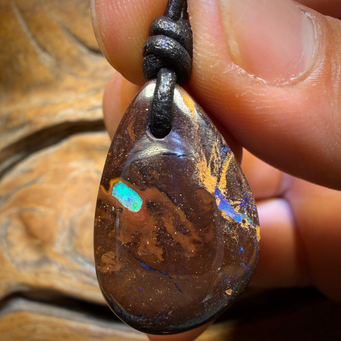 27 x 17mm - Drilled Queensland Boulder Opal Necklace