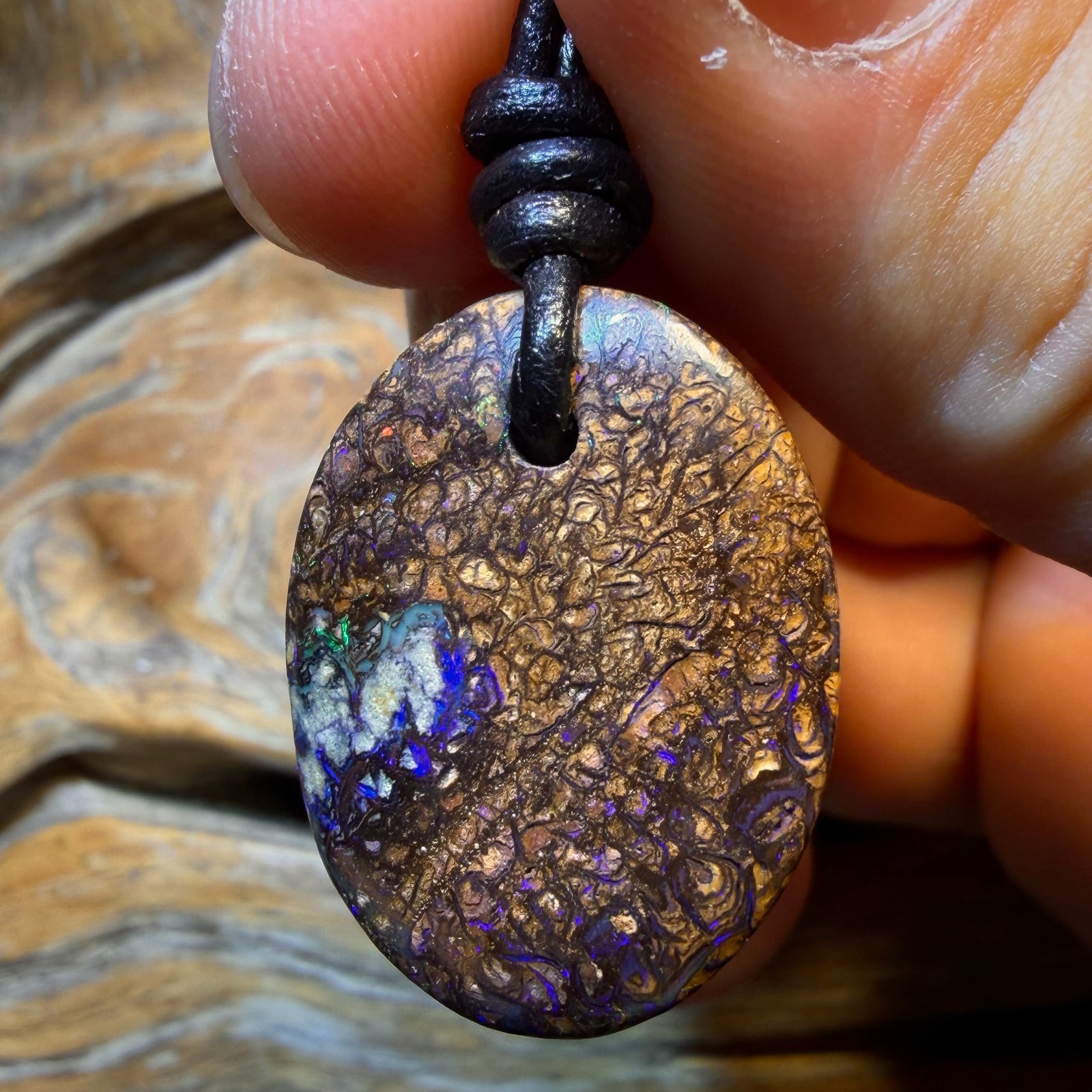 27 x 20mm - Drilled Tribal Queensland Boulder Opal Necklace